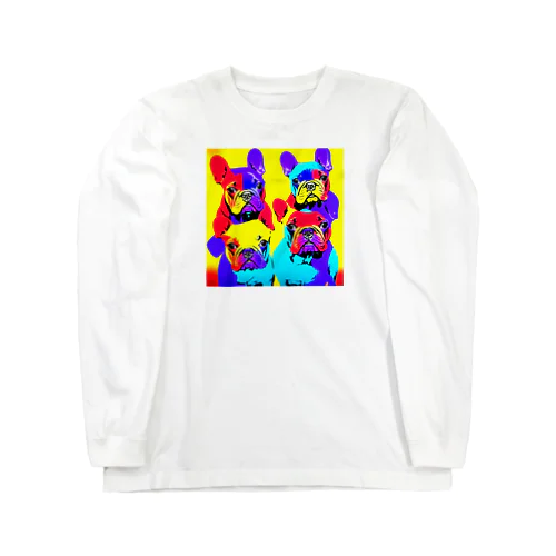 Vivid Quartet of French Bulldogs Long Sleeve T-Shirt