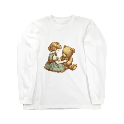 アンティークな女の子とテディベア Long Sleeve T-Shirt