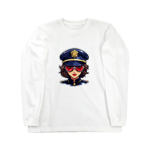 クールな女性警察官 ロングスリーブTシャツ