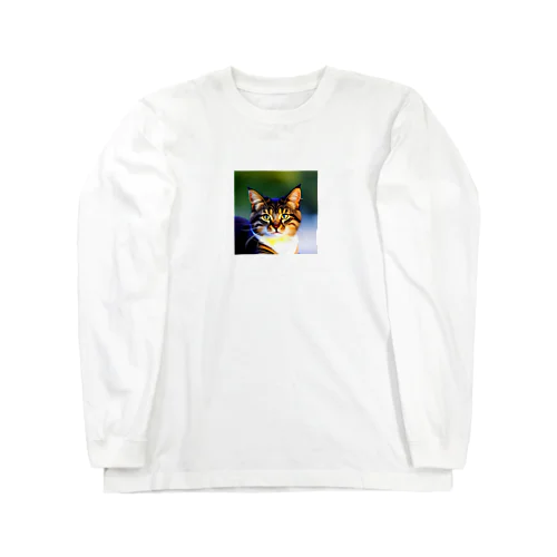 心に寄り添う猫 ロングスリーブTシャツ