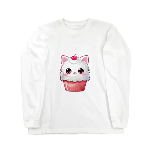 カップケーキの猫ちゃん ロングスリーブTシャツ