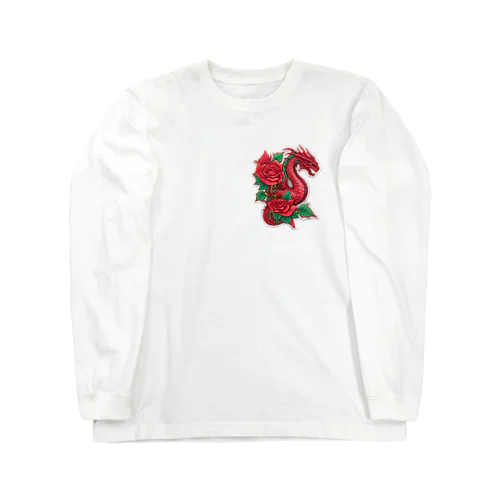 赤い薔薇とドラゴン Long Sleeve T-Shirt