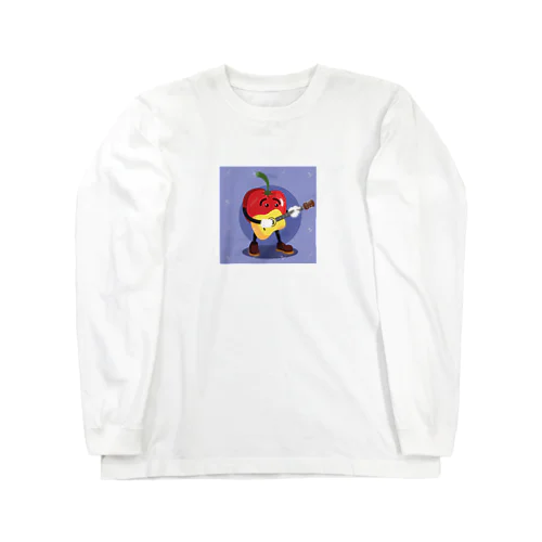 イラストのギターを弾くトマトくん Long Sleeve T-Shirt