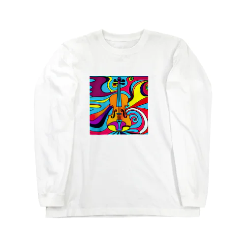 鮮やかなバイオリン柄 Long Sleeve T-Shirt