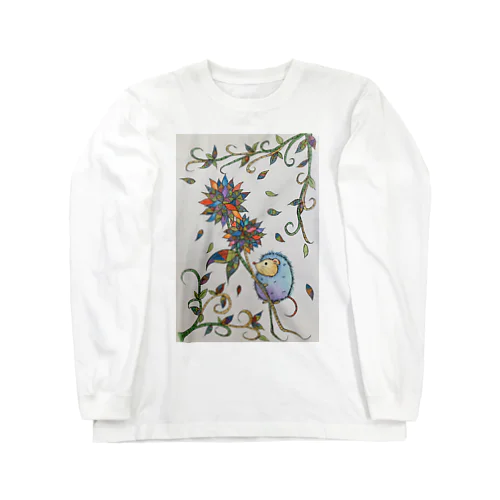 カラフルな花とハリネズミ Long Sleeve T-Shirt