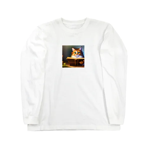 可愛らしい猫のイラストグッズ ロングスリーブTシャツ