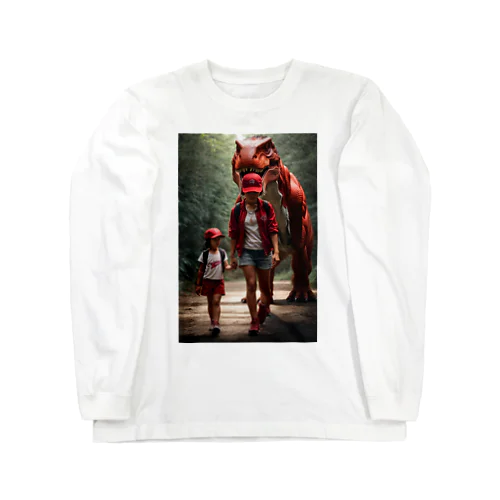 赤い恐竜 Long Sleeve T-Shirt