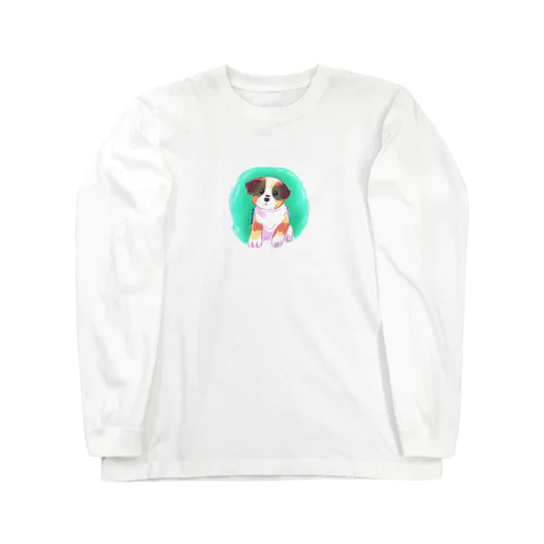 アニメ風な可愛らしい犬のイラストグッズ ロングスリーブTシャツ