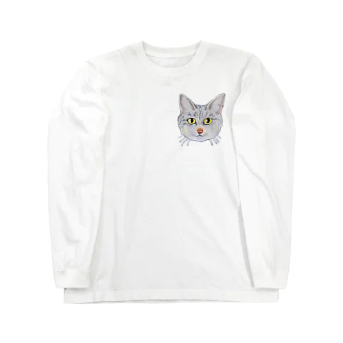 チョークアートのキジトラ猫😸 ロングスリーブTシャツ