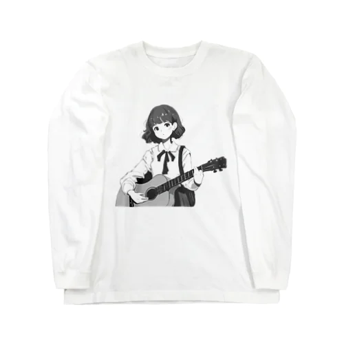 ギターを弾く女の子 ロングスリーブTシャツ