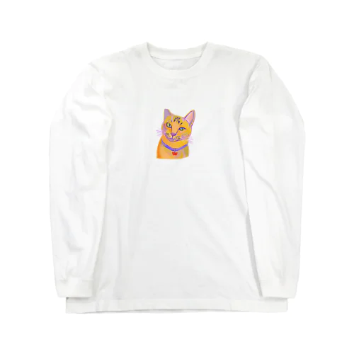 鮮やかな凛々しい猫さんのイラストグッズ ロングスリーブTシャツ