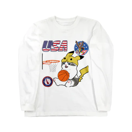 バスケットボール選手の猫 Long Sleeve T-Shirt