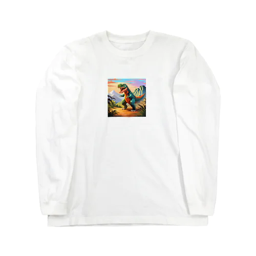 ドット絵肉食恐竜 Long Sleeve T-Shirt