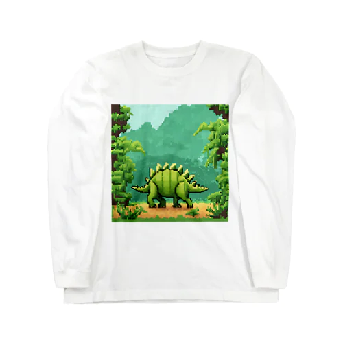 ドット絵ステゴサウルス ロングスリーブTシャツ