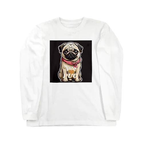 We♥PUG　ブラック（パグ大好き！） ロングスリーブTシャツ