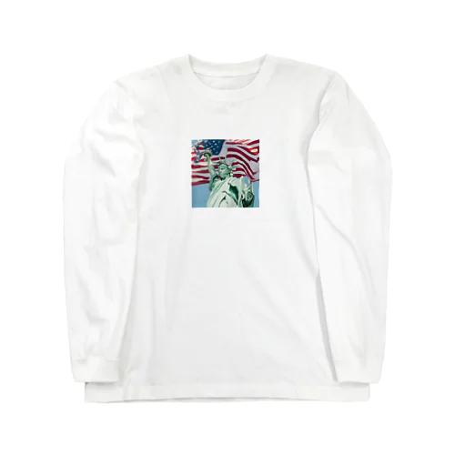 自由の女神とアメリカ国旗 Long Sleeve T-Shirt