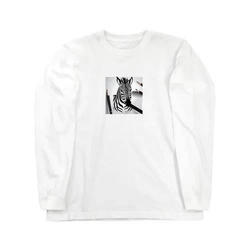 えんぴつ絵のシマウマ Long Sleeve T-Shirt