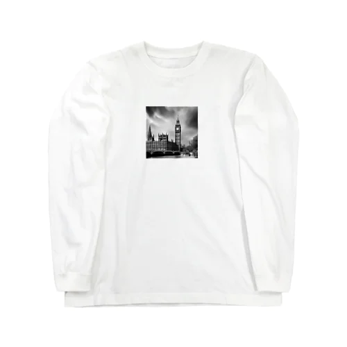 モノクロ　世界遺産　ウェストミンスター宮殿　ビッグベン Long Sleeve T-Shirt