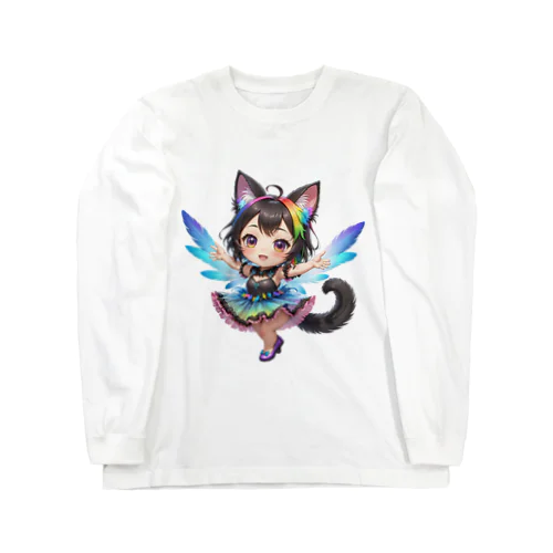 妖精のハロウィンフェス（黒猫2） ロングスリーブTシャツ