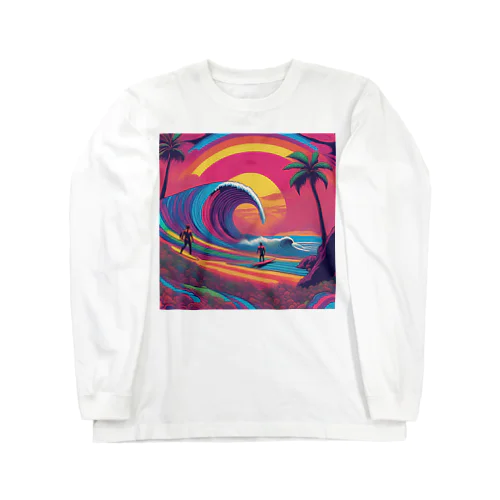 Tropical Beach Surfer Art Long Sleeve T-Shirt