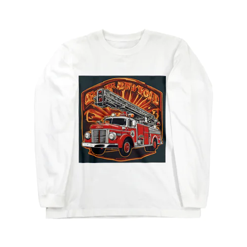 レトロはしご車 ロングスリーブTシャツ