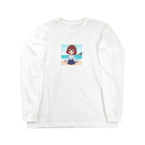 海辺のかわいい女の子④ ロングスリーブTシャツ