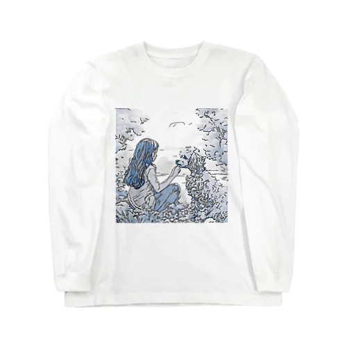 トイプードルと女の子　フロントver02 Long Sleeve T-Shirt