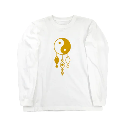 陰陽太極図と双魚 (金茶色) Long Sleeve T-Shirt