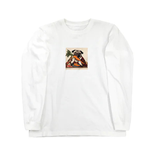 にんじんを持つ パグ Long Sleeve T-Shirt