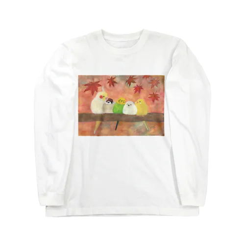 紅葉とインコたち Long Sleeve T-Shirt