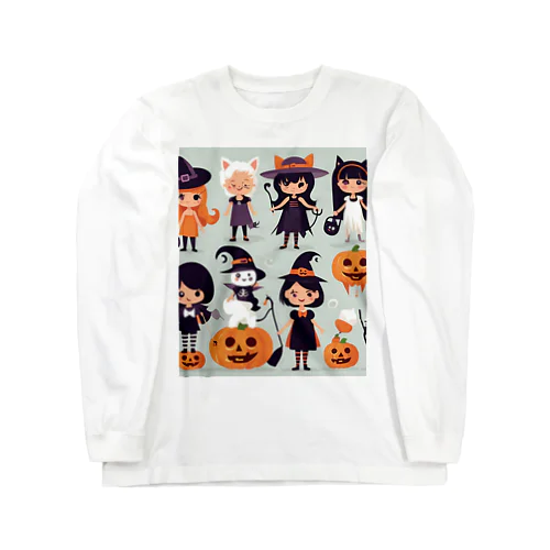 かわいいたくさんのハローウィーンキャラクター③ ロングスリーブTシャツ