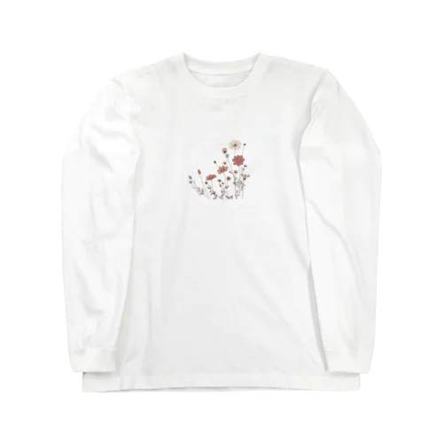 秋の草花のイラスト ロングスリーブTシャツ