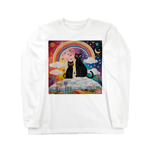 🌈朝と夜の黒猫 Long Sleeve T-Shirt