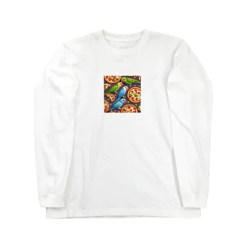 ピザ食べるインコ Long Sleeve T-Shirt