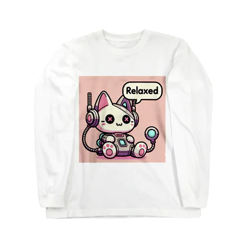 リラックスするサイバーパンクな猫 Long Sleeve T-Shirt