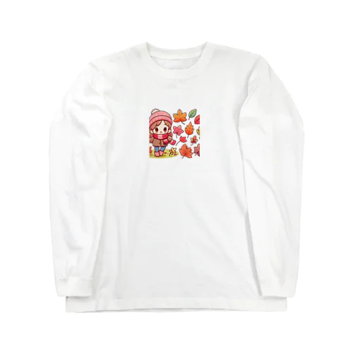 落ち葉の可愛いイラスト Long Sleeve T-Shirt