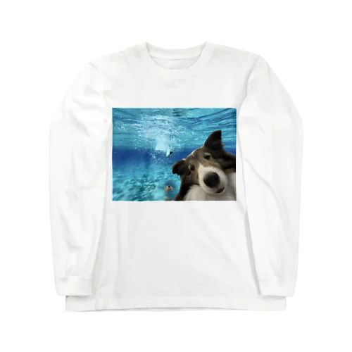 inurobotの犬in海 ロングスリーブTシャツ