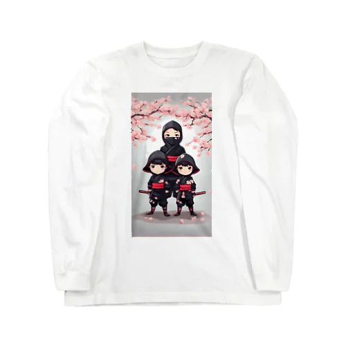 桜柄が特徴的な小さくて可愛らしい子供忍者イラスト・グッズ Long Sleeve T-Shirt