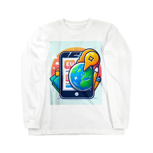 スマホとユニークなキャラクター Long Sleeve T-Shirt