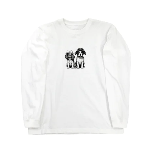 帽子を被った犬夫婦 Long Sleeve T-Shirt