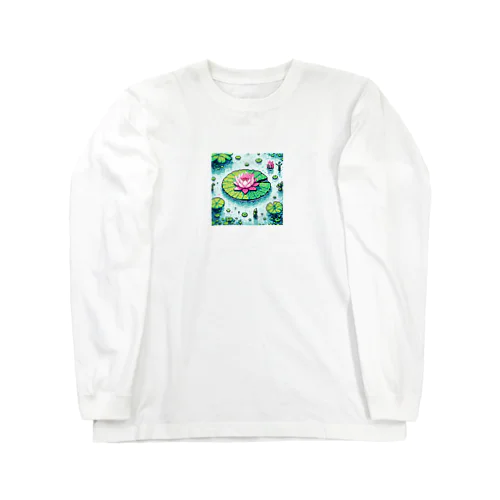 ハスの葉と花びら Long Sleeve T-Shirt