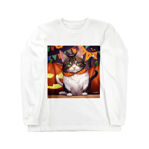 ハロウィンの猫 ロングスリーブTシャツ