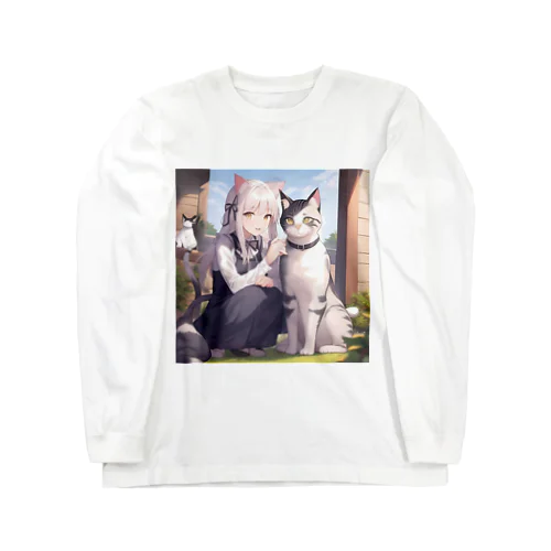 猫と猫耳少女 Long Sleeve T-Shirt