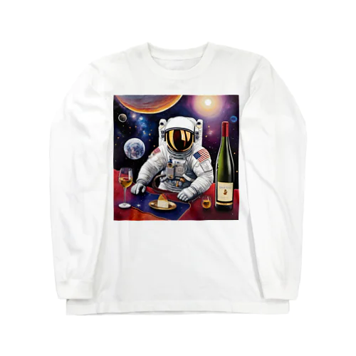 宇宙空間に合うワイン ロングスリーブTシャツ