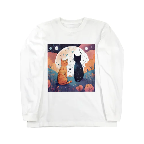 にゃんこのお月見 Long Sleeve T-Shirt