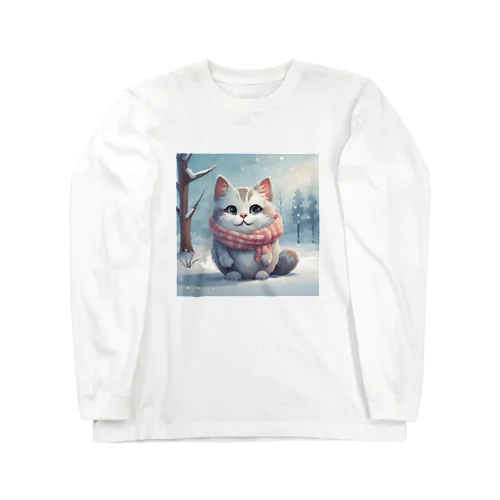 冬の朝日のマフラー猫 Long Sleeve T-Shirt