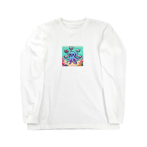 ドット読書をするタコB Long Sleeve T-Shirt