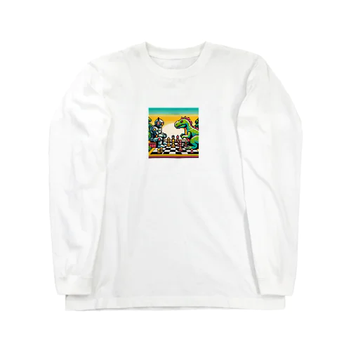 ドットロボットと恐竜のチェスゲームA Long Sleeve T-Shirt