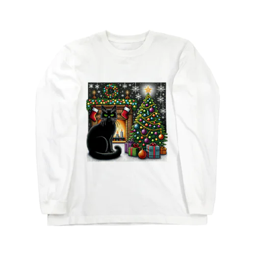 【ドットアート】黒猫のクリスマス🐈‍⬛🎄🎁 Long Sleeve T-Shirt