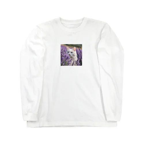 ラベンダー猫 Long Sleeve T-Shirt